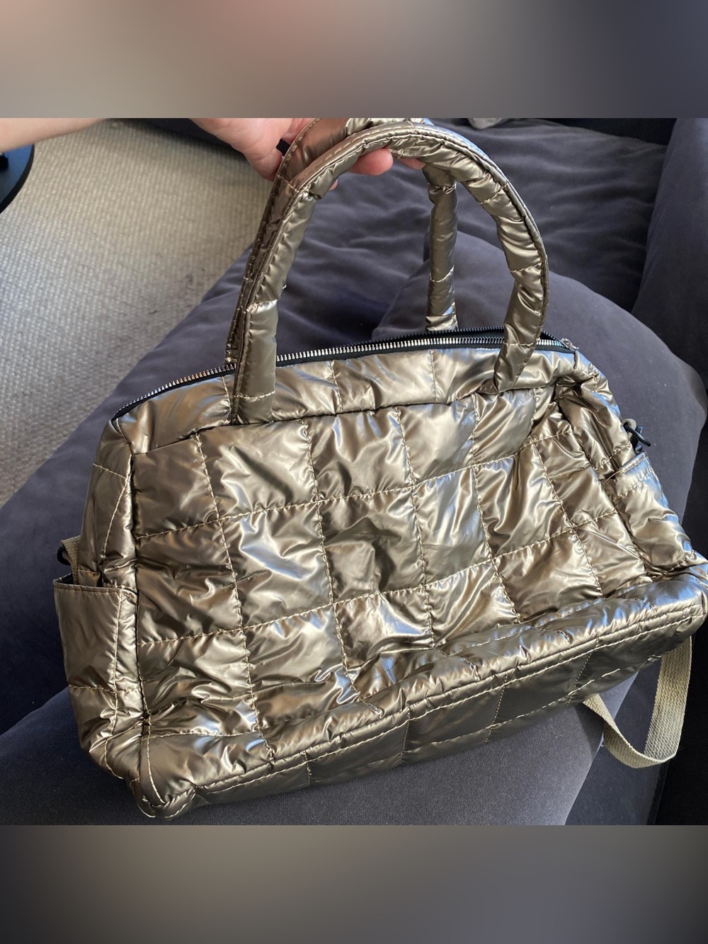 Puffy Quilted Metallic Bag - Champagne. NWOT